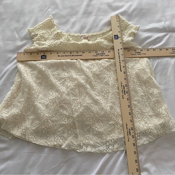 Mossimo Ivory Cream Lace Crop Lined Floral Glam Sexy Top Size L - Picture 9 of 10
